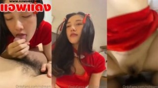 น้องดรีมมาในชุดกี่เพ้าสีแดงนอนอมกระดอจนเสียว